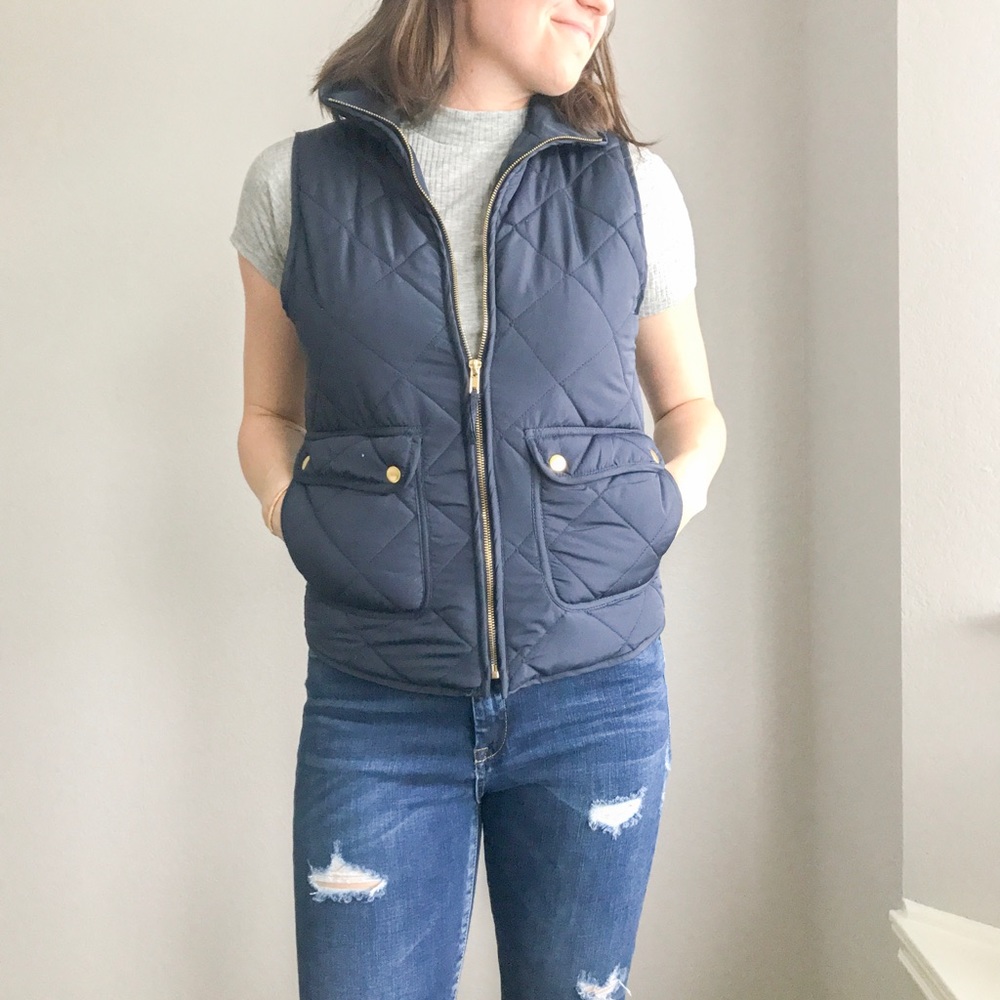 Navy Zip Quilted Vest